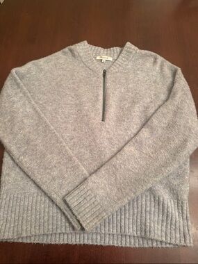 Madewell Women's Light Gray Zip-Neck Sweater